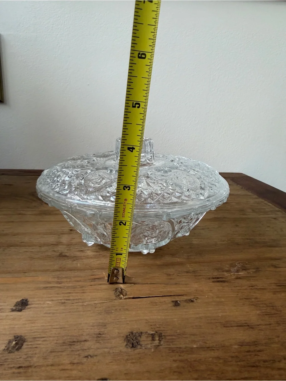 Clear Pressed Glass Covered Serving Bowl - Decorative Home Dining Dish